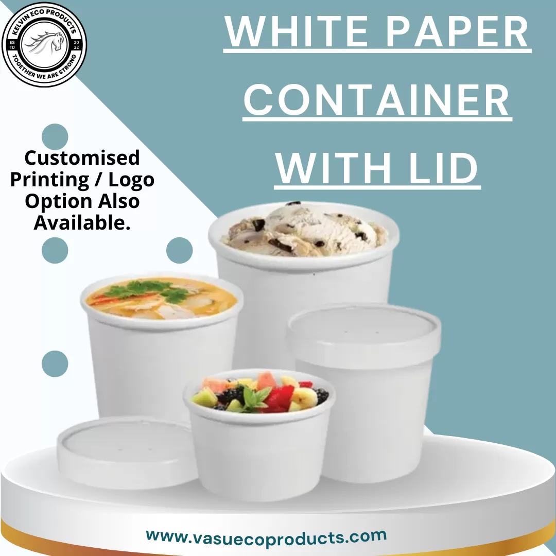 WHITE PAPER CONTAINER WITH LID