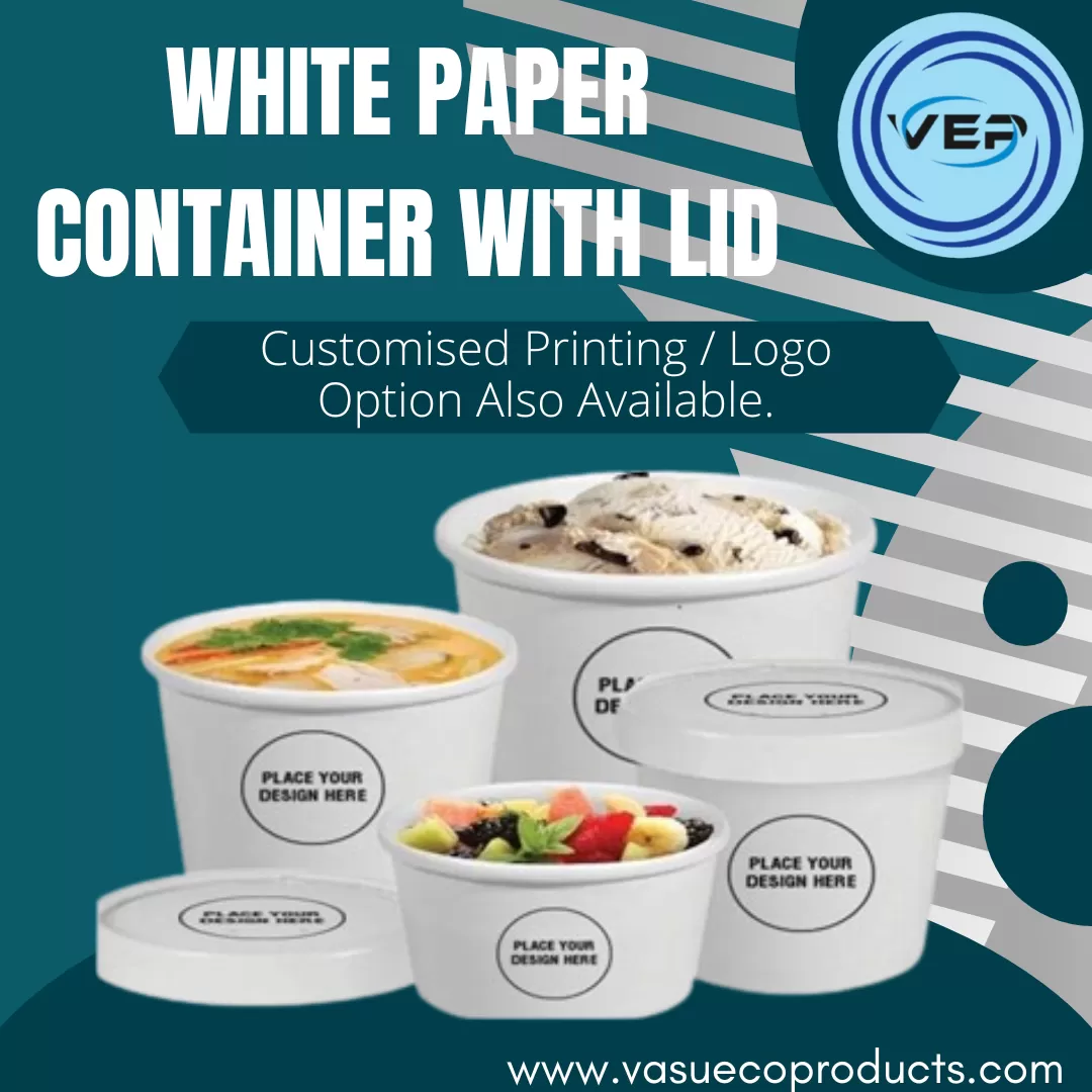 WHITE PAPER CONTAINER WITH LID