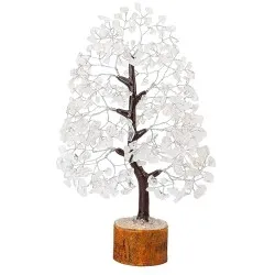 Profound Gems Clear Quartz Tree | 300 Beads | Gemstone Crystal Tree for Positive Energy, Wealth, Meditation, Money, Health, Good Luck, Feng Shui | Office, Home Décor, Gift, Study Table