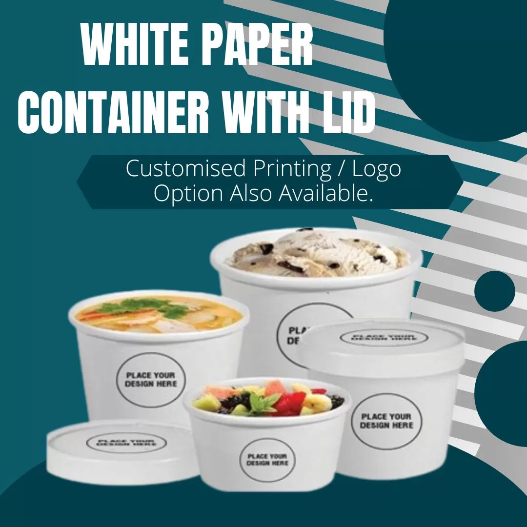 250 ML (8 OZ) WHITE PAPER CONTAINER WITH LID