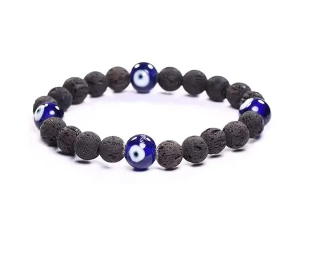 Evil Eye Protection Lucky Charm And Lava Volcanic Oil Diffuser Bracelet