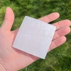 Selenite Charging Plate/Wand for Reiki Healing Crystal, Meditation and Cleansing The Negative Energy Size of 3 x 3 inch Milky White.