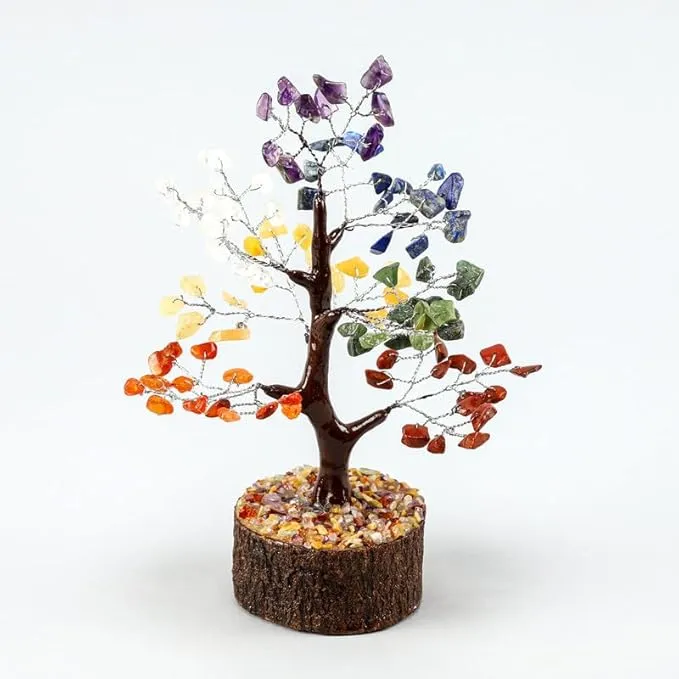 Seven Chakra Tree of Life for Positive Energy Crystals and Healing Stone 100 bid Decorative Showpiece - 21 cm