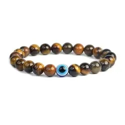 Tiger Eye Bracelet with Evil Eye