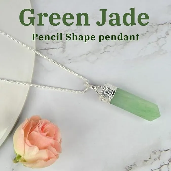 Profound Gems Natural Pencil Shaped Pendant Healing Crystal Gemstone Pencil Pendant