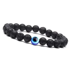 Lava Stone With Evil Eye Beads Bracelet